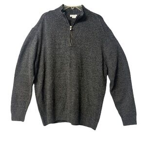Enzo Mantovani Charcoal Gray Sweater Wool 1/4 Zip Long Sleeve Fall Office SZ XXL